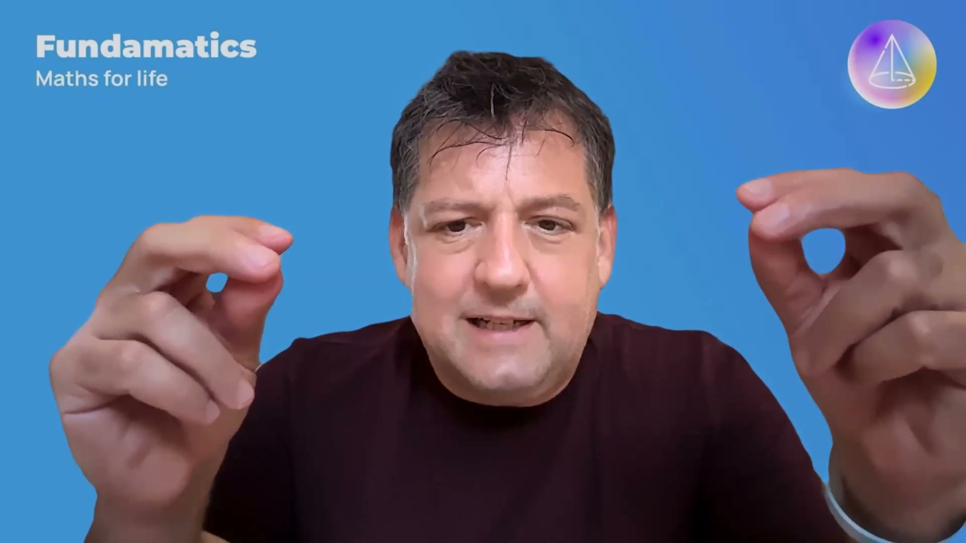 Gil Sher holding up his hands during the finger-click counting exercise.